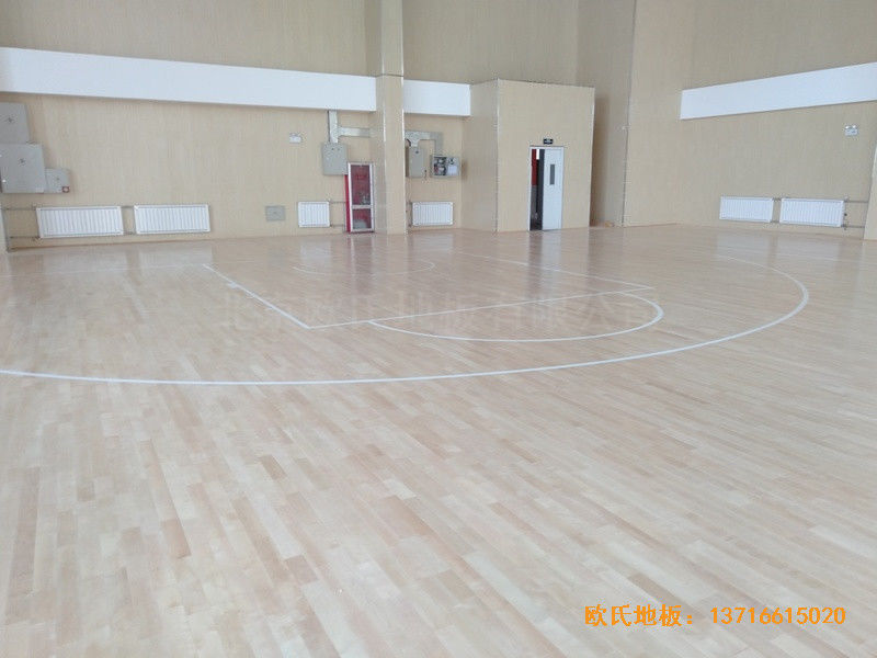 山东济南雪山小学篮球馆体育地板铺装案例0