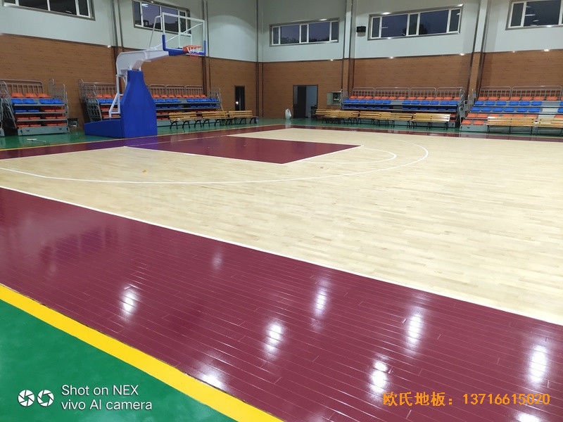 山西阳泉盂县明鑫加油站篮球馆运动木地板铺装案例2