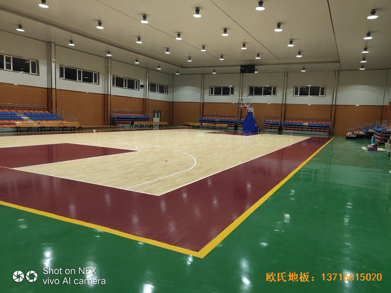 山西阳泉盂县明鑫加油站篮球馆运动木地板铺装案例4
