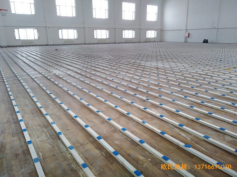 新疆克拉玛依消防大队篮球馆体育木地板安装案例1