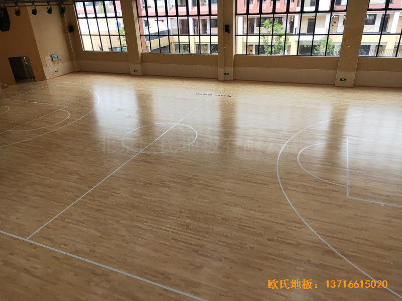 杭州高中启成校区篮球馆运动地板施工案例0