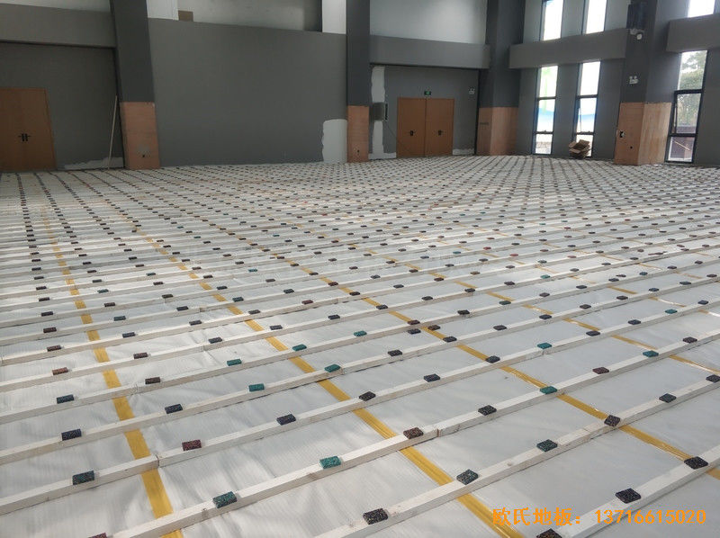江苏盐城金风科技篮球馆体育木地板安装案例1