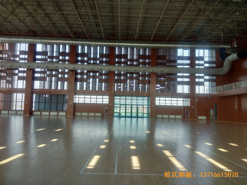 河北工程大学新校区篮球馆体育地板施工案例4
