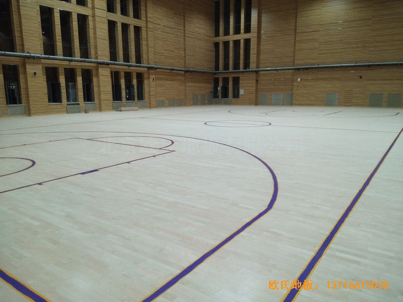河北雄县第三高中篮球馆运动木地板施工案例5