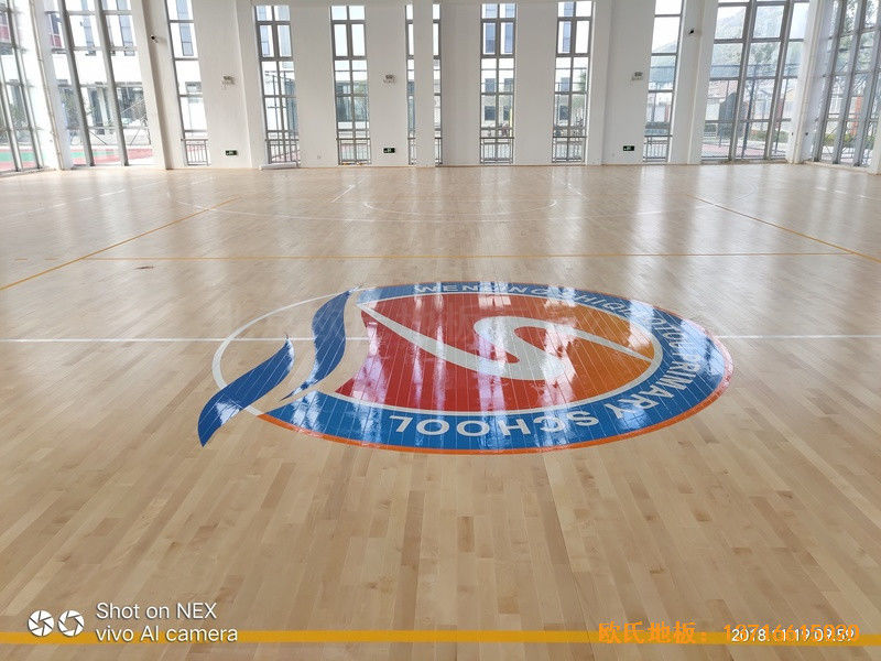 浙江温岭石桥头中心小学篮球馆运动木地板安装案例5