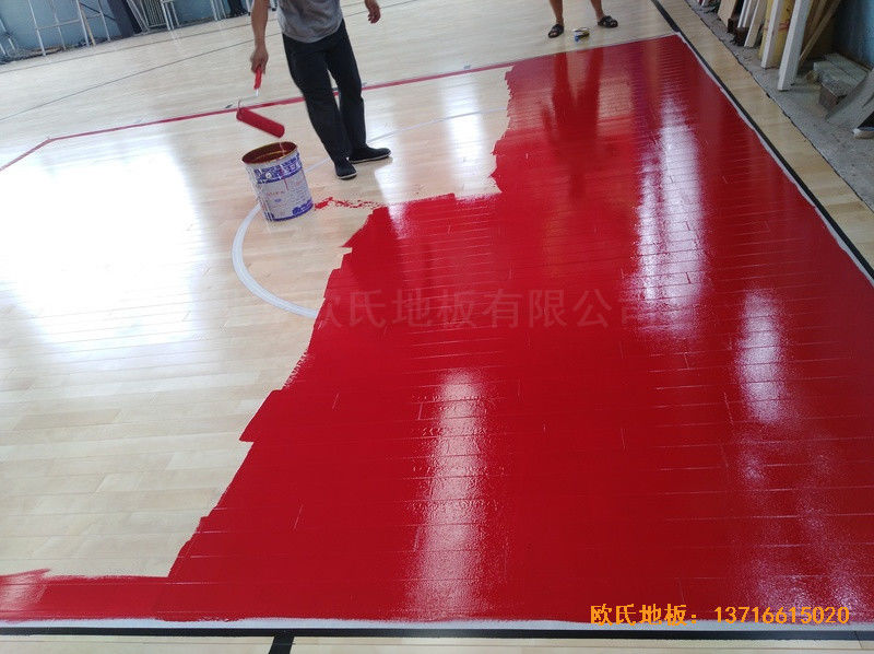 湖北黄石黄金海湾篮球训练馆运动木地板铺设案例4