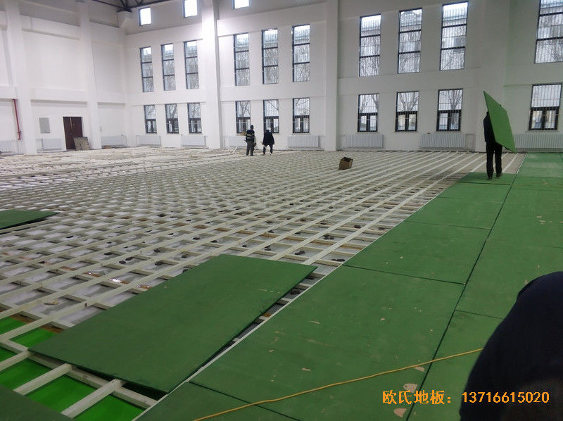 西安63751部队篮球馆体育木地板施工案例2