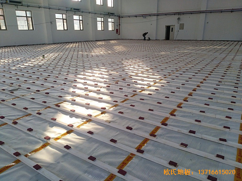 北京良乡1534部队运动馆运动木地板安装案例1