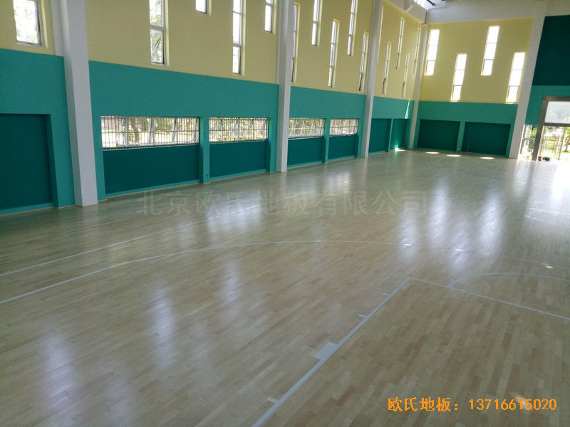 宁波至城学校篮球馆体育木地板安装案例4