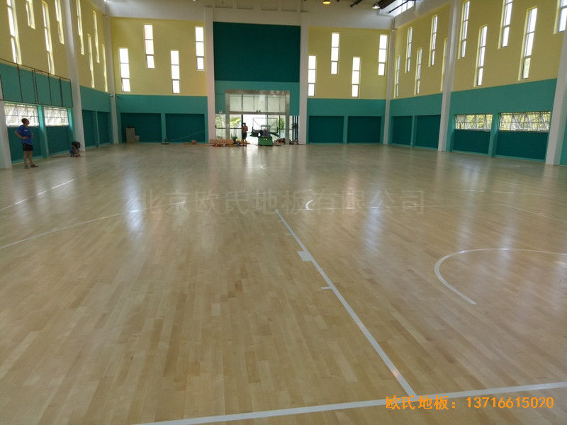 宁波至城学校篮球馆体育木地板安装案例5