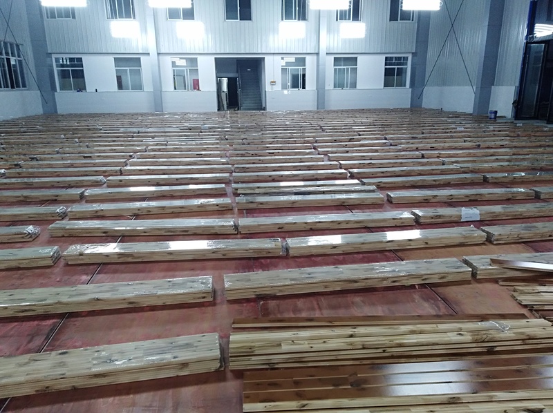 安徽省怀宁县新明源电力有限公司羽毛球木地板施工案例2